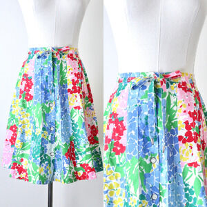 Vintage 1970s Buffy Buffington Size XXS A-Line Skirt Painterly Floral Print